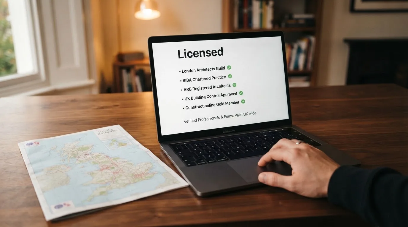 A magnifying glass held over a printed gambling licence certificate on a desk, with a UK map faintly visible in the background