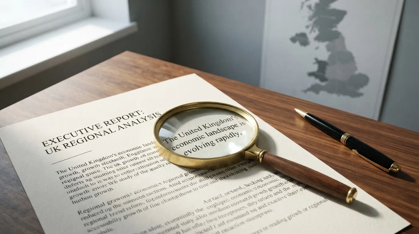 A magnifying glass held over a printed gambling licence certificate on a desk, with a UK map faintly visible in the background